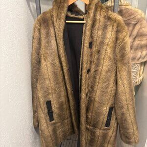 Vintage Faux Fur Reversible Hooded Coat